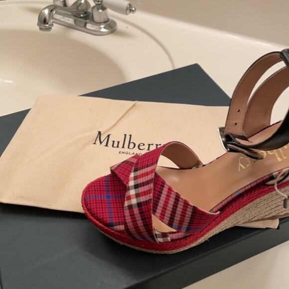 Mulberry tartan sandals Red size 7 - Picture 7 of 8